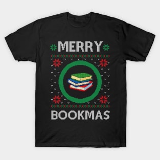 Merry Bookmas Christmas Knitted Texture for Book Readers T-Shirt